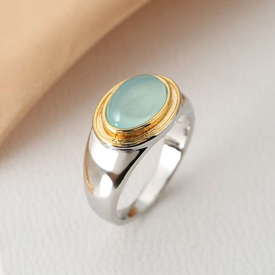 Bague Bicolore Verte Moderne