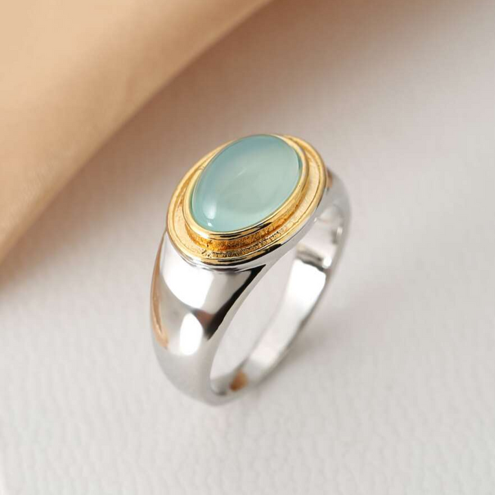 Bague Bicolore Verte Moderne