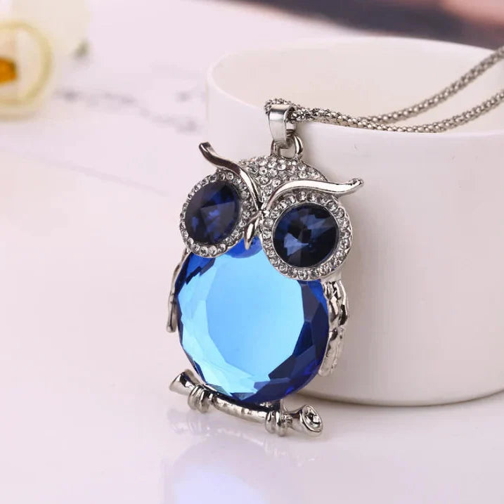 Collier Hibou Nocturne Argenté Éclatant