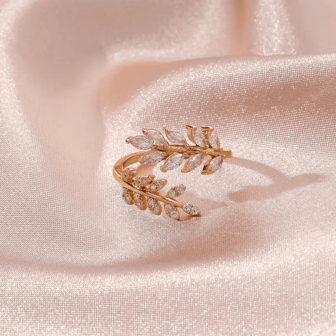 Bague Élégante en Feuille de Laurier Verdoyant