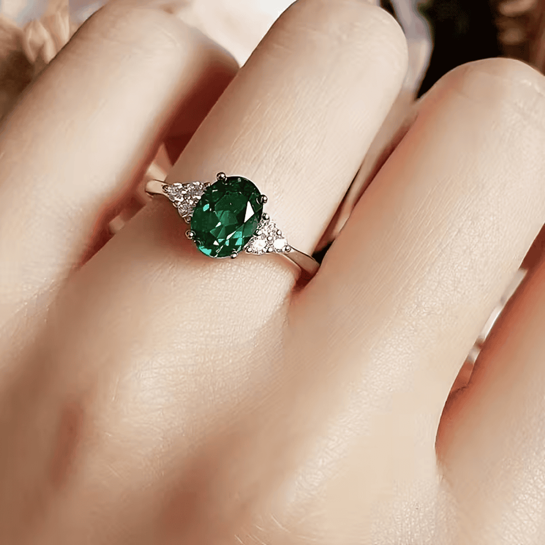 Bague de Promesse en Cristal Émeraude