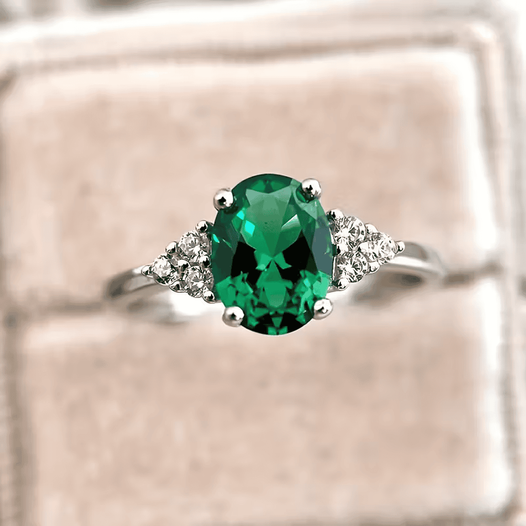 Bague de Promesse en Cristal Émeraude