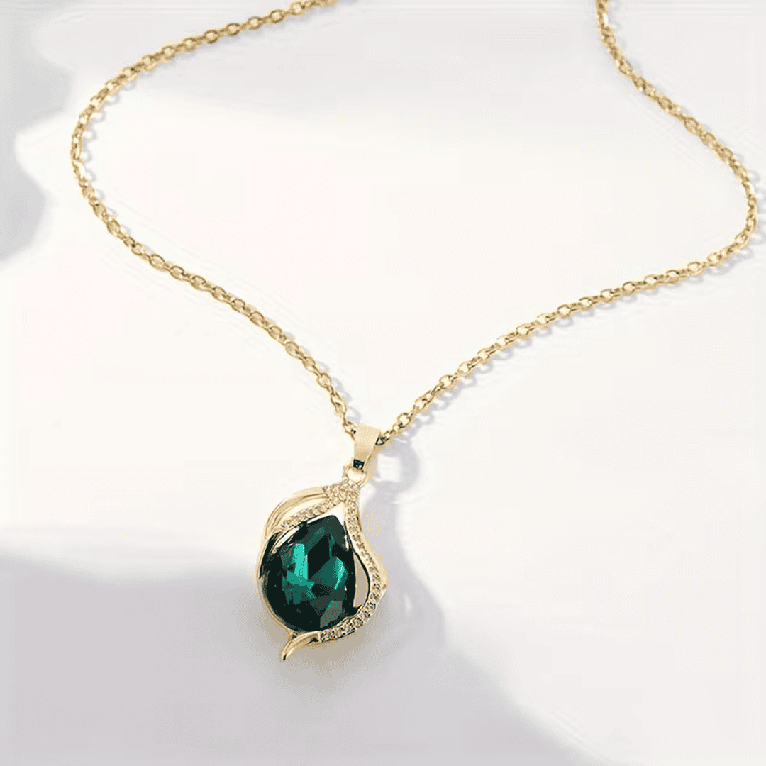 Collier Pendentif Vague en Émeraude