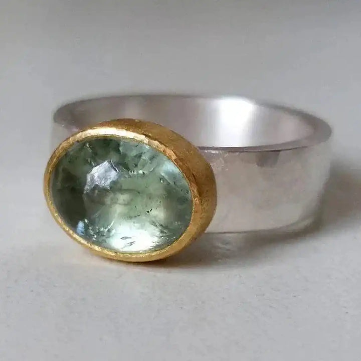 Bague Vintage en Pierre Ronde Verte