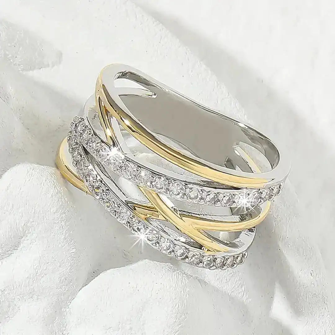 Bague en Zirconium SilverGold Éclat