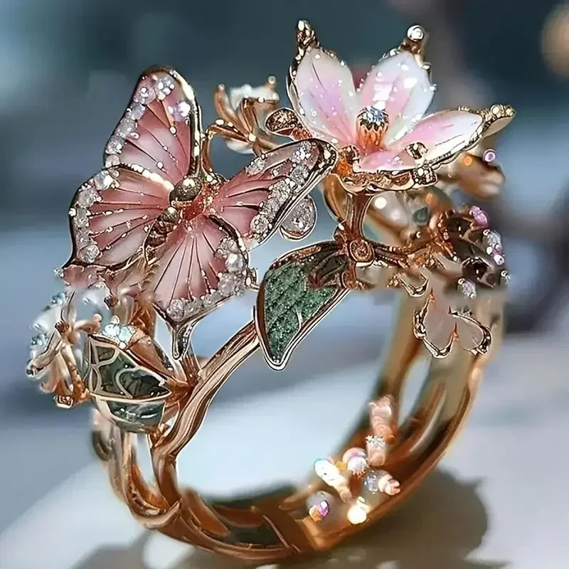 Bague Déclaration en Zirconium avec Papillon