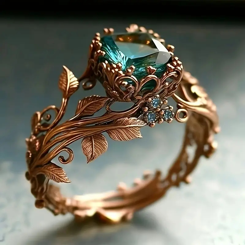 Nature Ring with Green Crystal