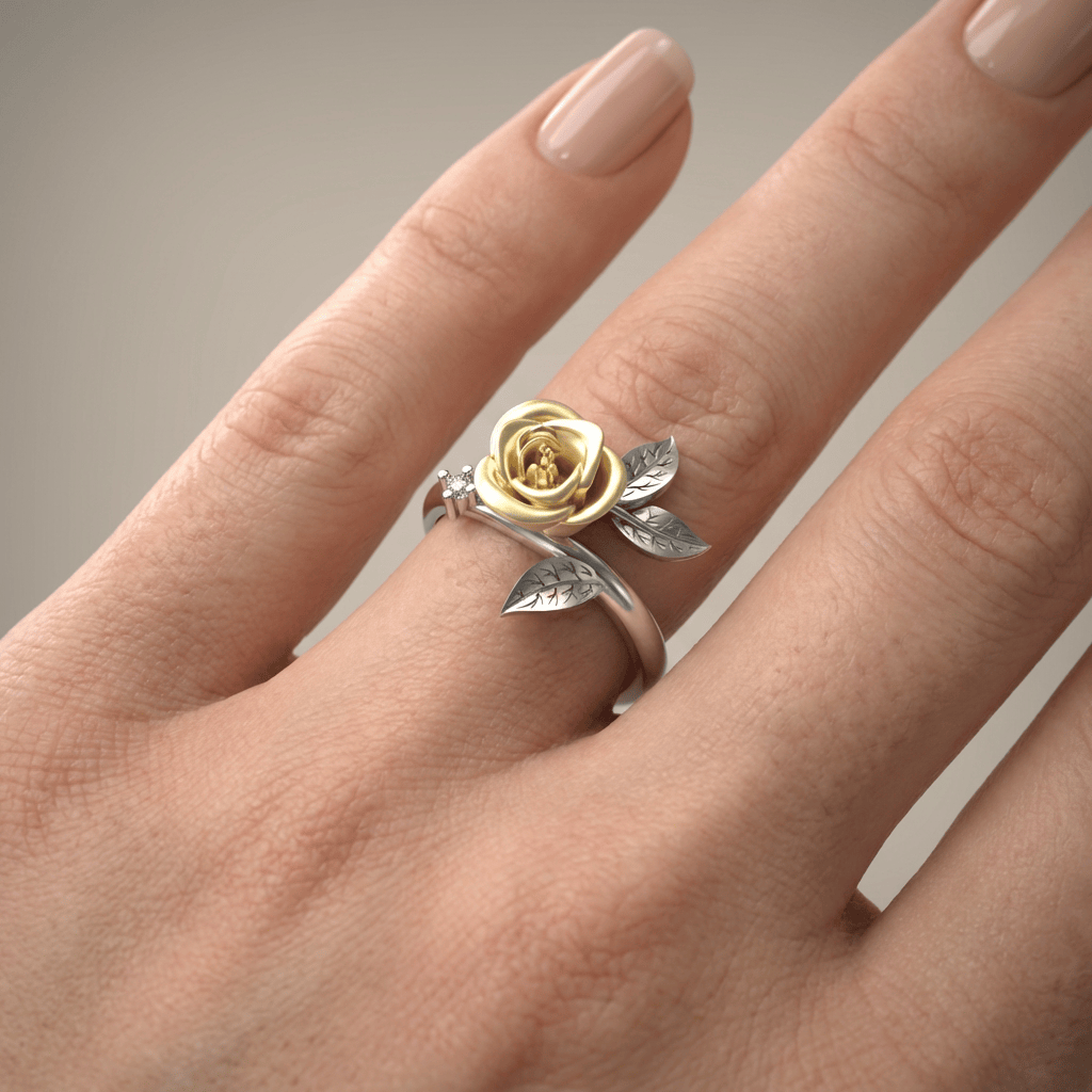 Bague en Argent Grace avec Rose Jaune