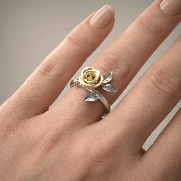 Bague en Argent Grace avec Rose Jaune