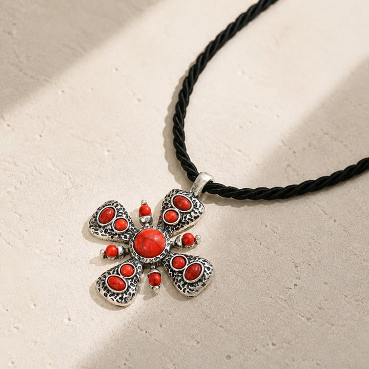 Collier Boho en Croix Turquoise