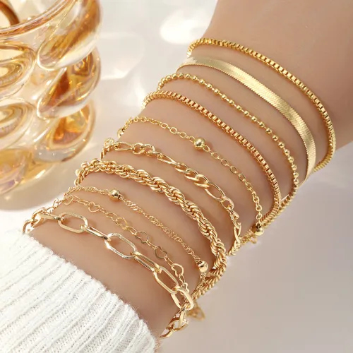 Bracelet Empilable en Perles Dorées