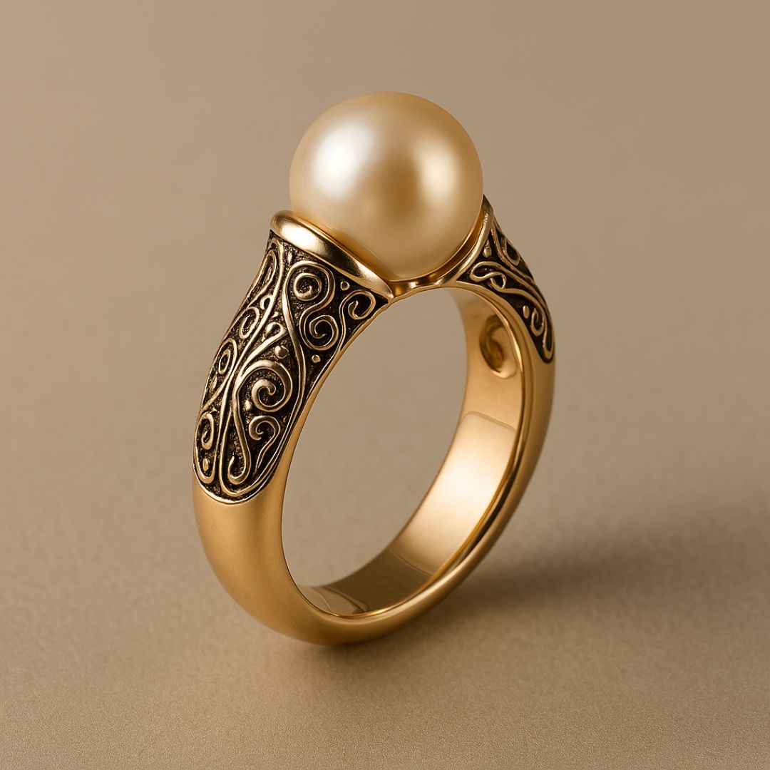 Bague en Or avec Perle Vintage Classique
