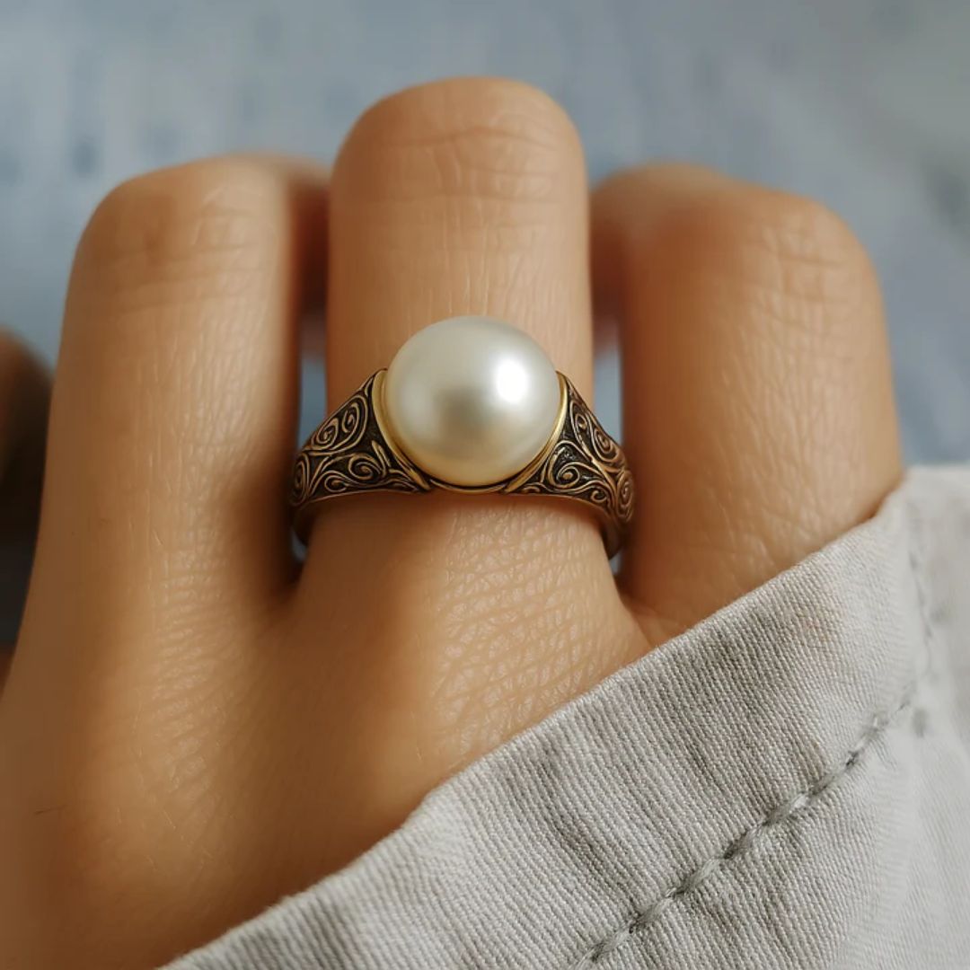 Bague en Or avec Perle Vintage Classique