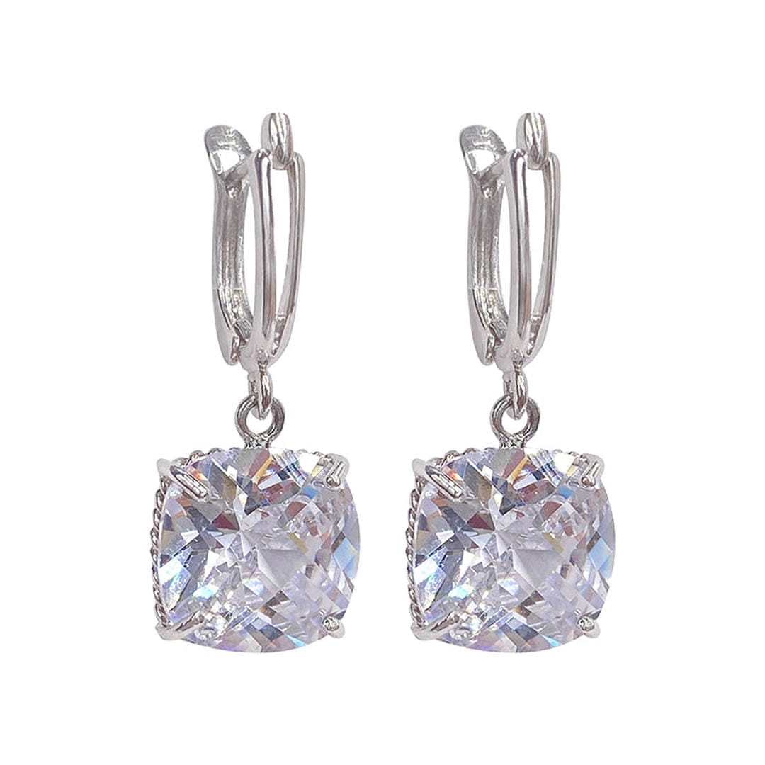 White Gold Zirconium Drop Earrings