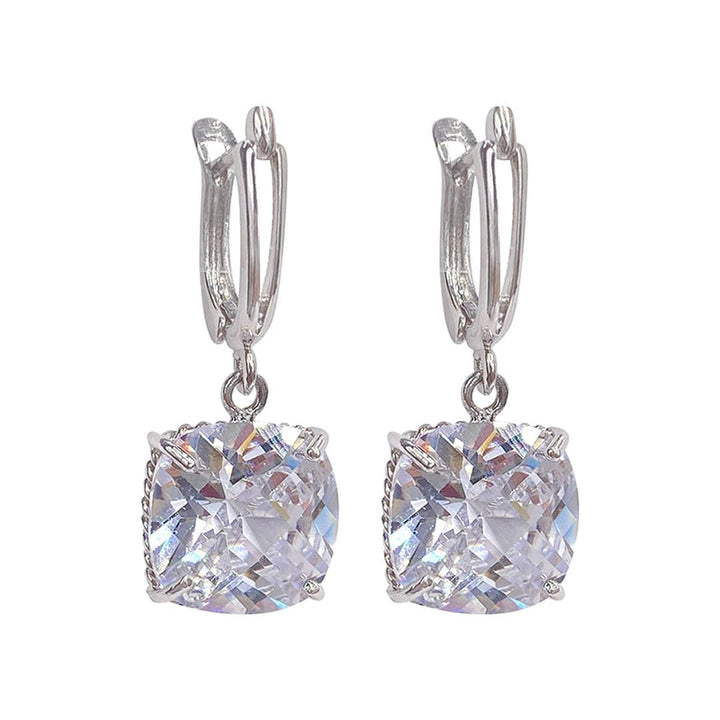 White Gold Zirconium Drop Earrings