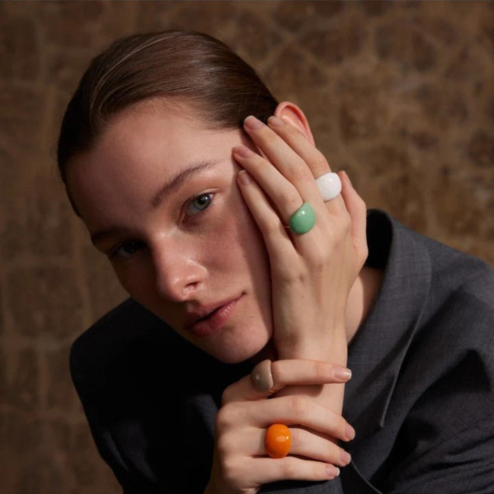 Bague en Émail Lava Drop en Argent Sterling