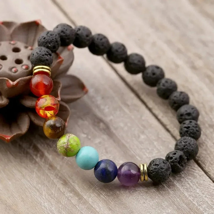Bracelet vintage en pierre de lave Chakra