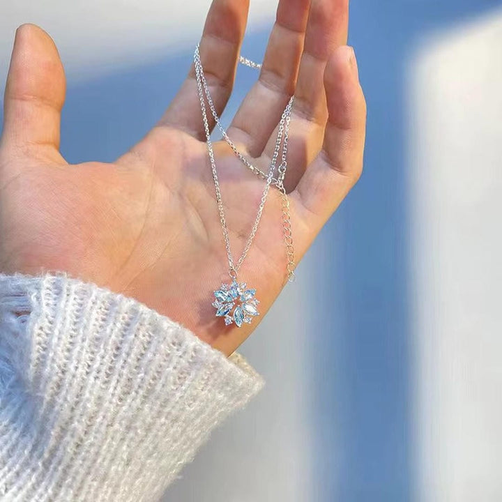 Blue Snowflake White Gold Pendant