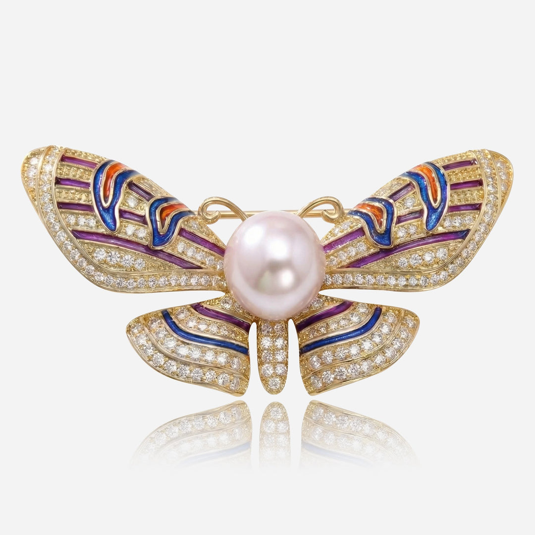Broche Majestueuse en Aile de Perle
