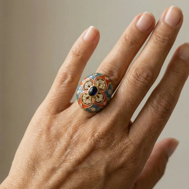 Bague Médaillon Émaillé Majesté