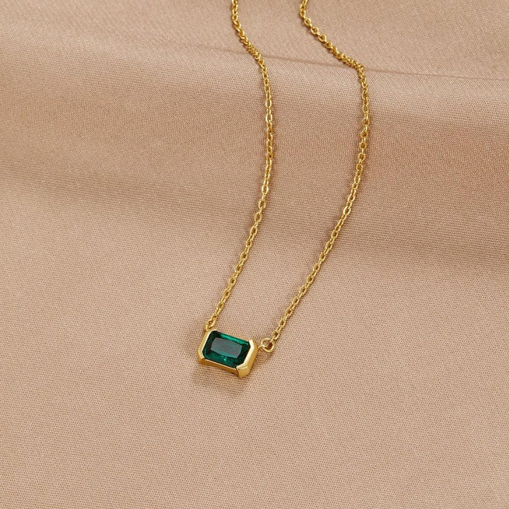 Collier en Émeraude Verte Plaqué Or