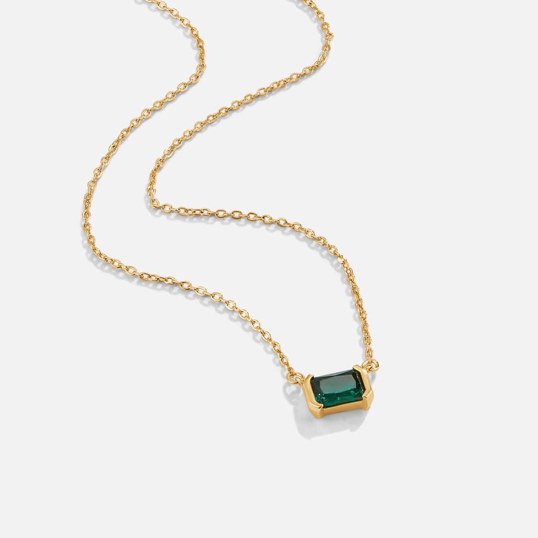 Collier en Émeraude Verte Plaqué Or
