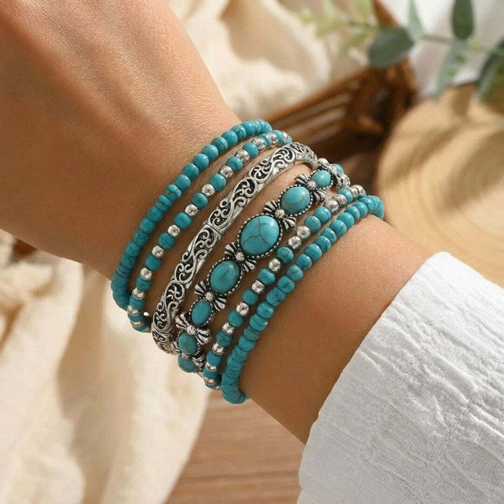 Ensemble de Bracelets Bohèmes en Perles de Turquoise