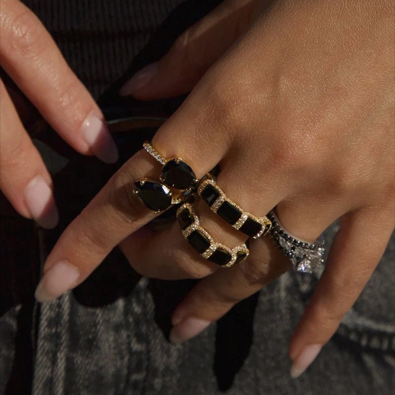 Bague Halo Noir