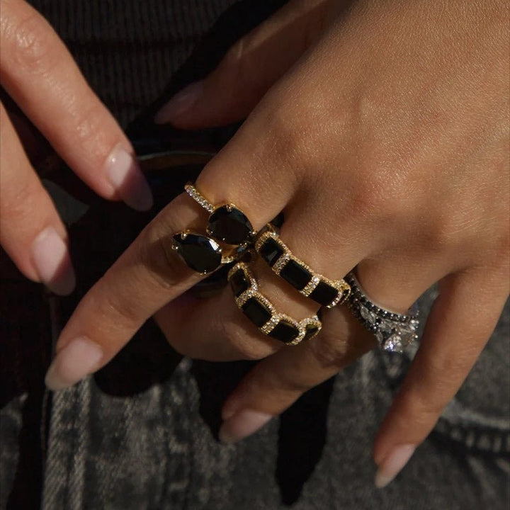 Bague Halo Noir