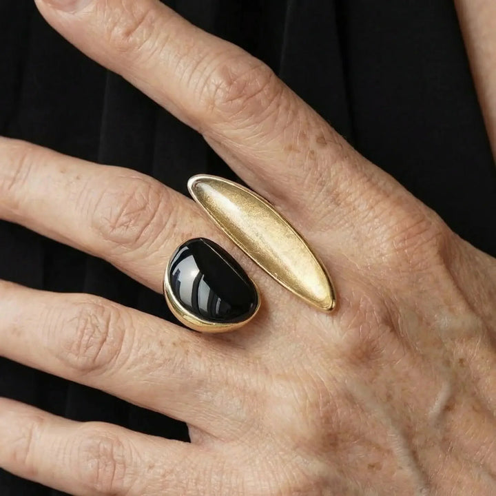 Bague Vintage Ouverte en Agate d&