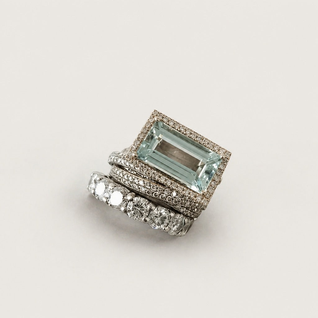 Ensemble de Bagues Vintage en Verre Turquoise et Argent