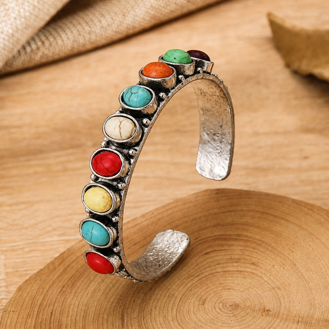 Bracelet en pierres précieuses de couleurs variées
