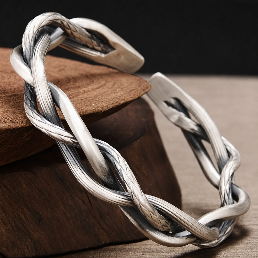 Bracelet en Argent Tressé Décoré