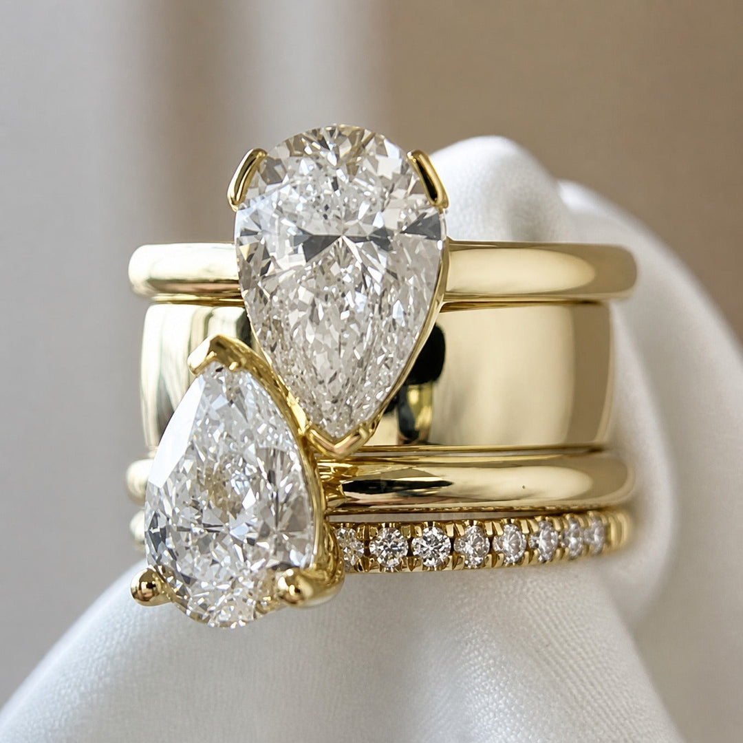 Bague Vintage Double en Zirconium en Forme de Goutte