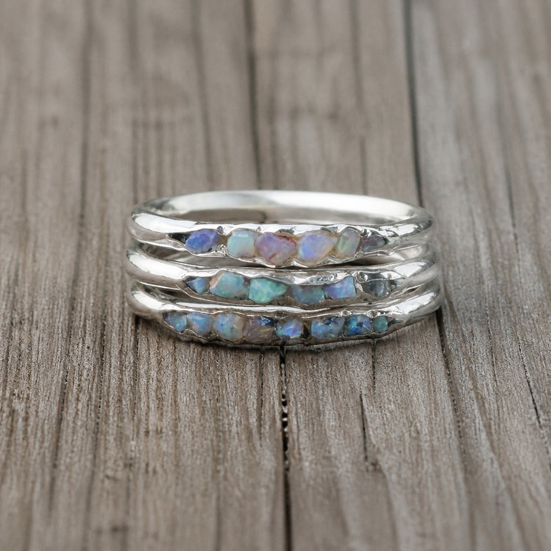 Bague en Argent Vintage avec Pierres Bleues