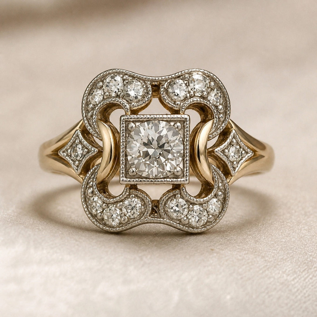 Bague Vintage en Zirconium Doré