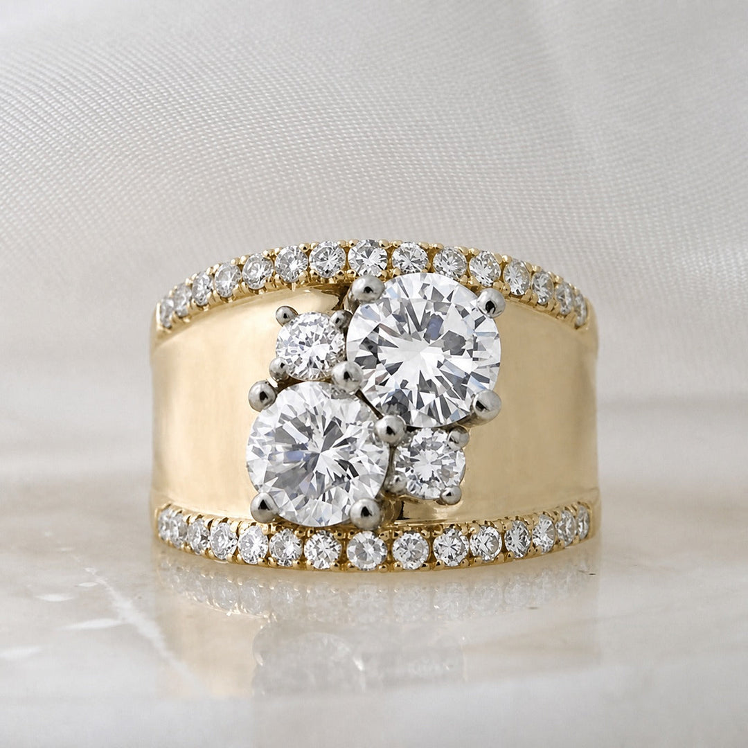 Bague Vintage en Zirconium Doré Éclatant