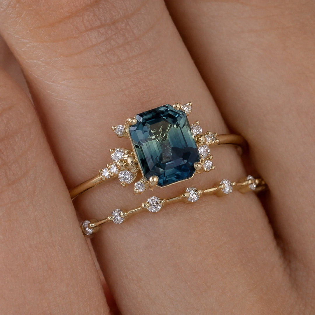 Ensemble de Bagues Brillance Cristal Bleu