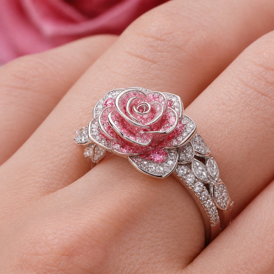 Bague en Argent avec Fleur Rose