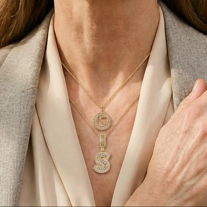 Collier Pave avec Initiale