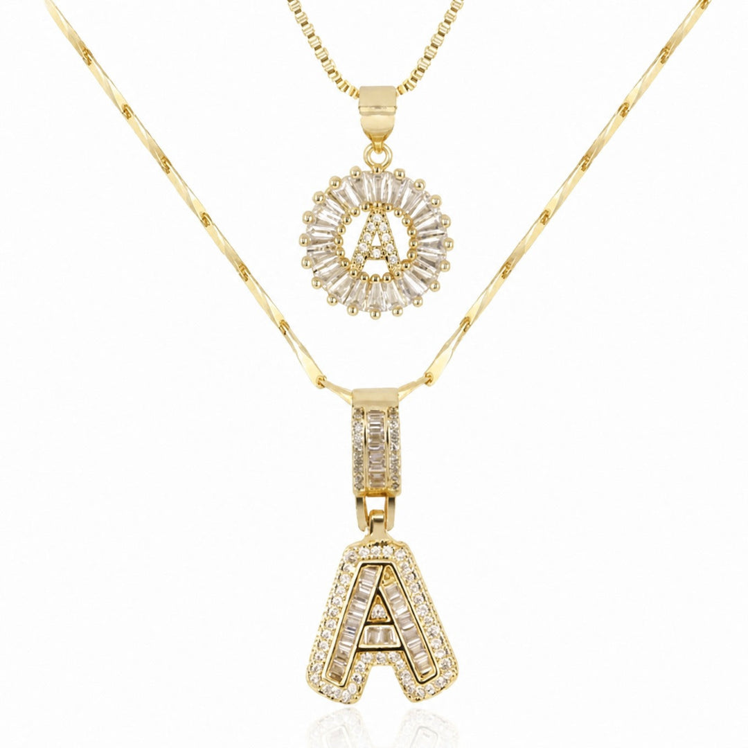 Collier Pave avec Initiale