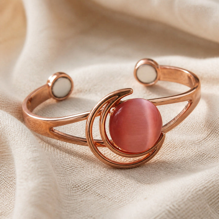 Bracelet en cuivre avec sphère rose éternelle