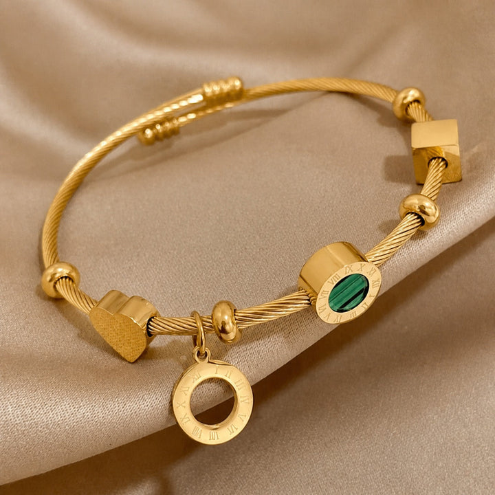 Bracelet de Luxe Émeraude Dorée