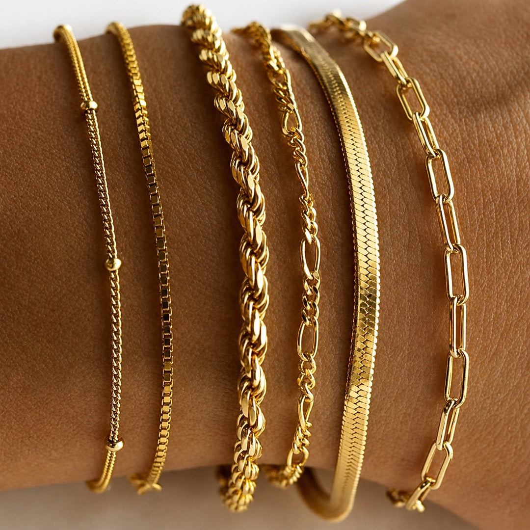 Ensemble de Bracelets Empilables Éclat Doré