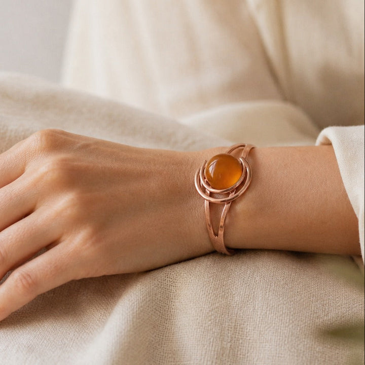 Bracelet en cuivre avec sphère de citrine
