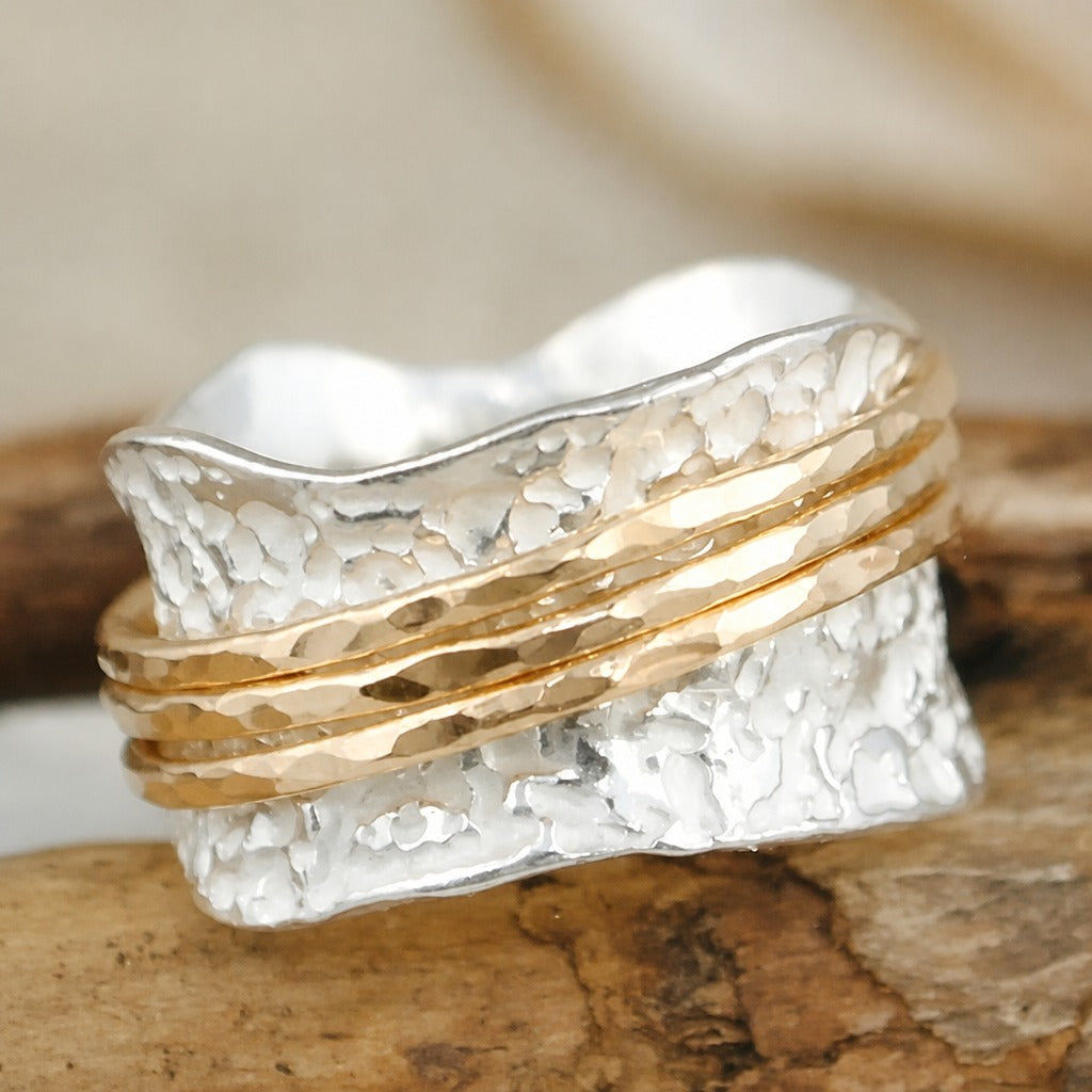 Bague Vintage Tourbillon Or et Argent