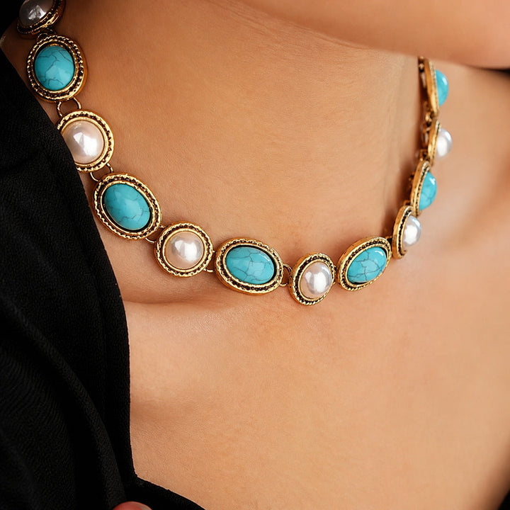 Ensemble Déclaration en Or Ancien avec Turquoise et Perle