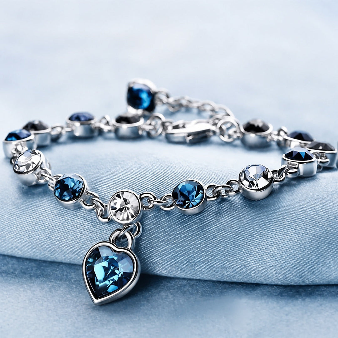 Bracelet en Or Blanc Éclat Cœur Océan