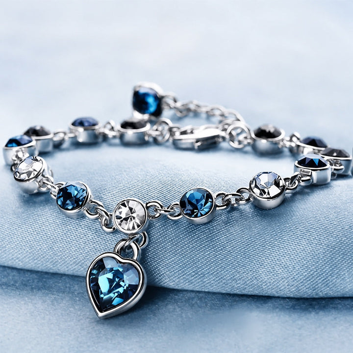 Bracelet en Or Blanc Éclat Cœur Océan
