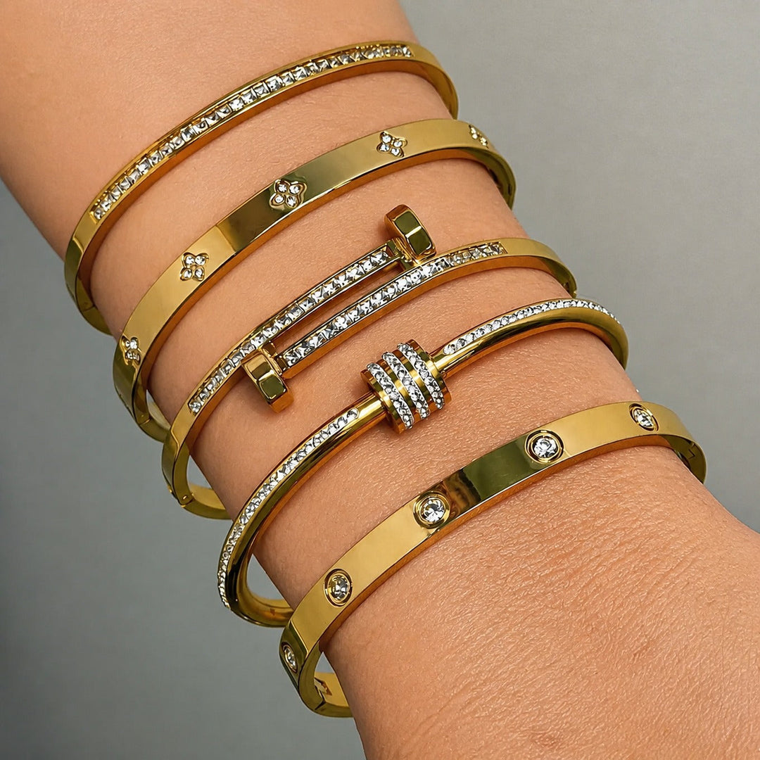 Bracelet Déclaration en Cristal Doré